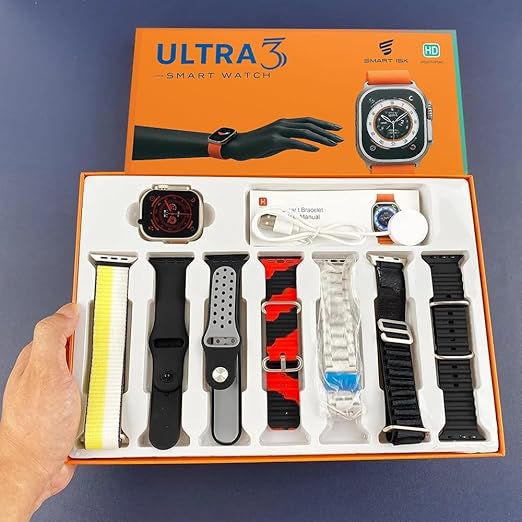 Ultra 3 Smart Watch (7-in-1 Strap Set) – 2.01" HD Bluetooth Calling Fitness Smartwatch