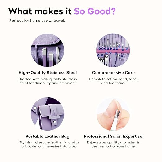 Stainless Steel Manicure & Pedicure Kit – 16-Piece Nail Grooming Set with Clippers, Cuticle Trimmer & Travel Case – Professional Nail Care for Men & Women (Multi-Colour) (16 IN 1 MENICURE KIT)