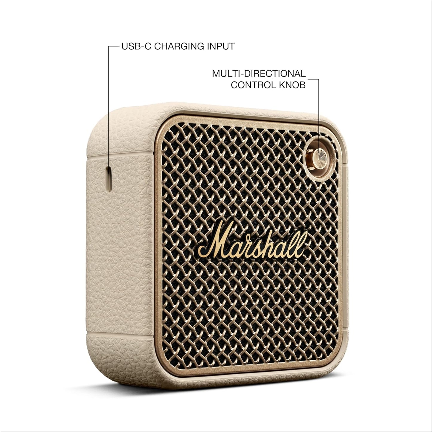 Marshall Willen II Portable Bluetooth Speaker with 17+ Hours of Portable Playtime, Dust & Waterproof (IP67) - Black & Brass.