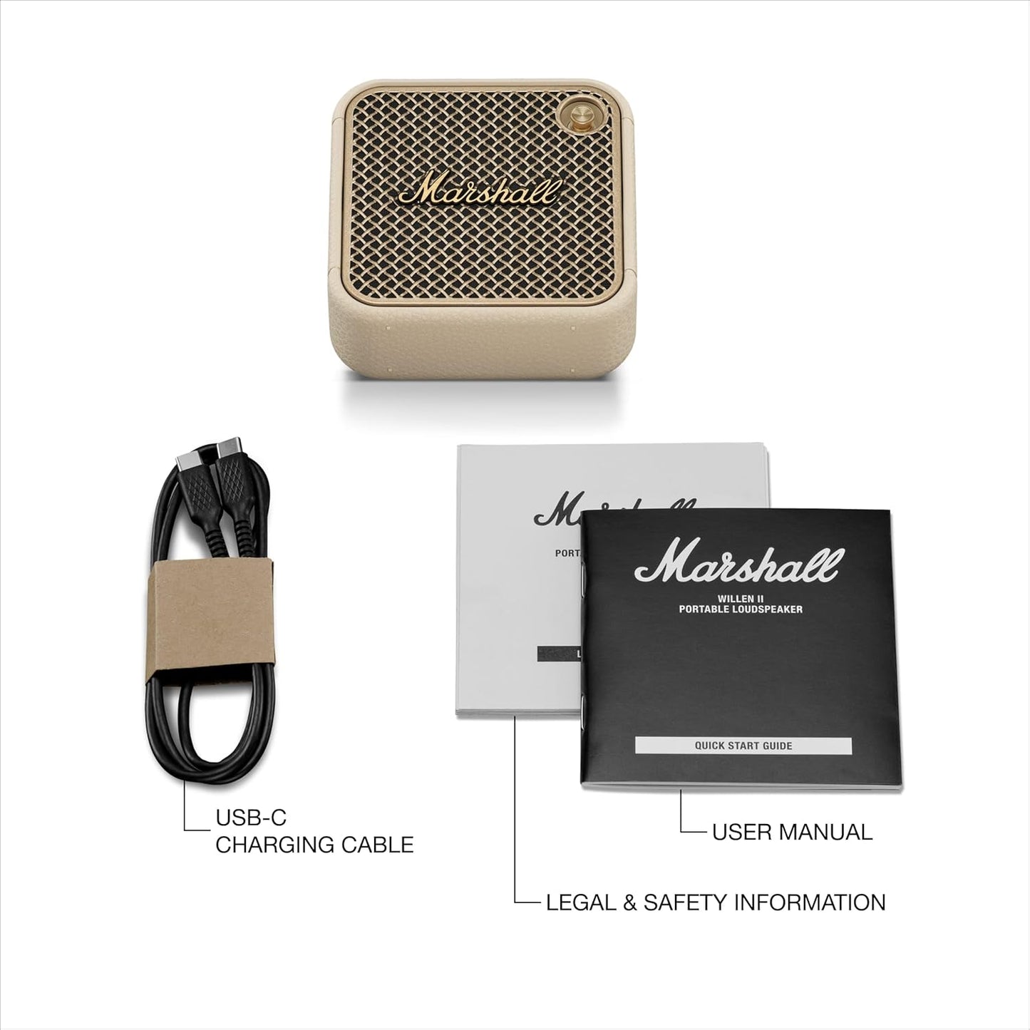 Marshall Willen II Portable Bluetooth Speaker with 17+ Hours of Portable Playtime, Dust & Waterproof (IP67) - Black & Brass.