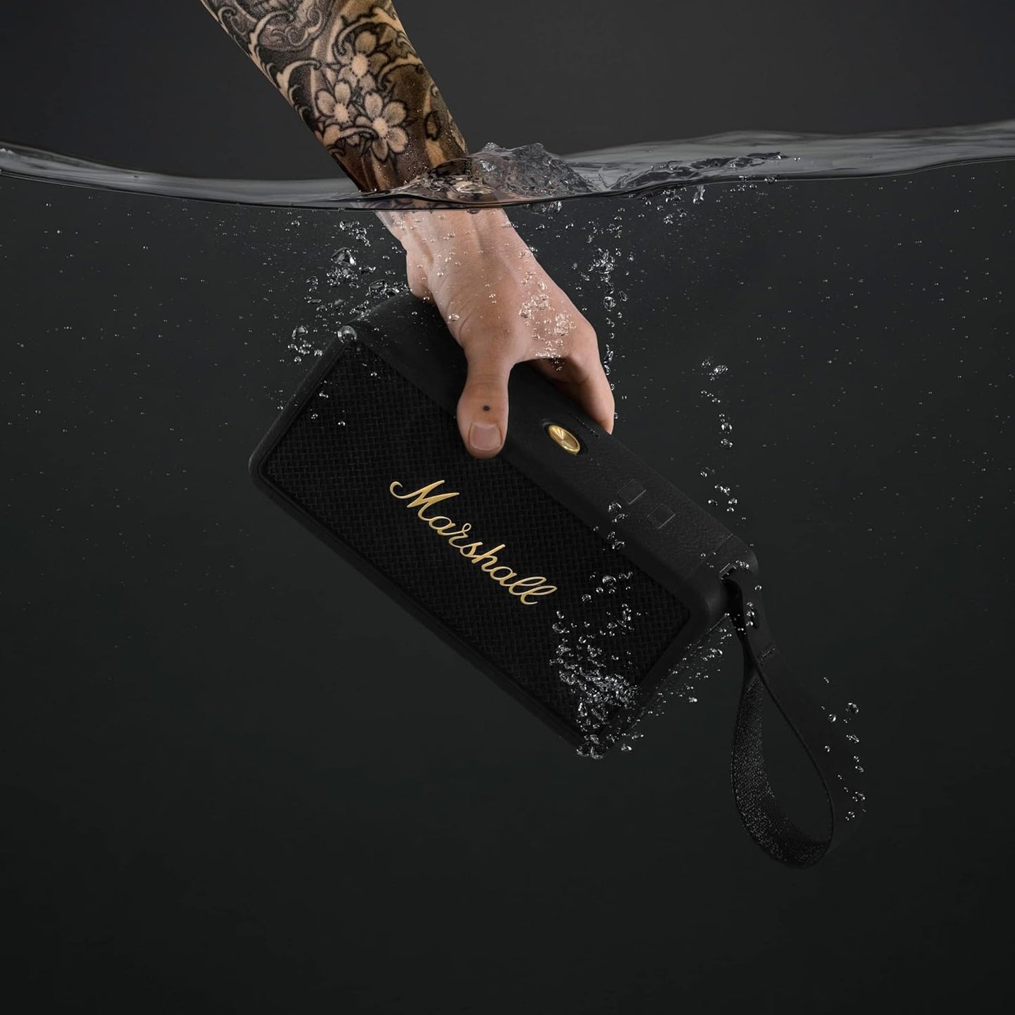 Marshall Middleton Portable Bluetooth Speaker with 20+ Hours of Portable Playtime, 360° Sound, Dust & Waterproof (IP67) - Black