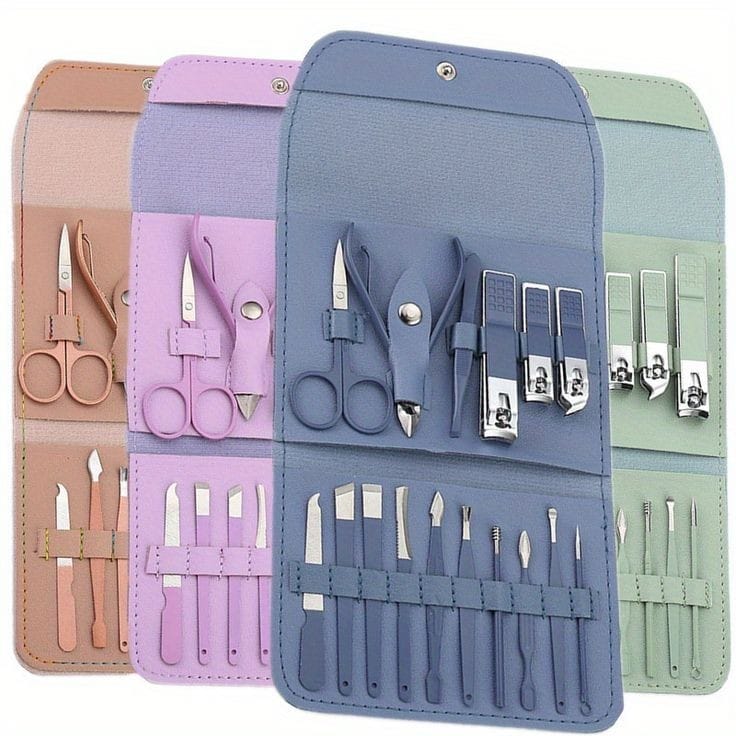 Stainless Steel Manicure & Pedicure Kit – 16-Piece Nail Grooming Set with Clippers, Cuticle Trimmer & Travel Case – Professional Nail Care for Men & Women (Multi-Colour) (16 IN 1 MENICURE KIT)
