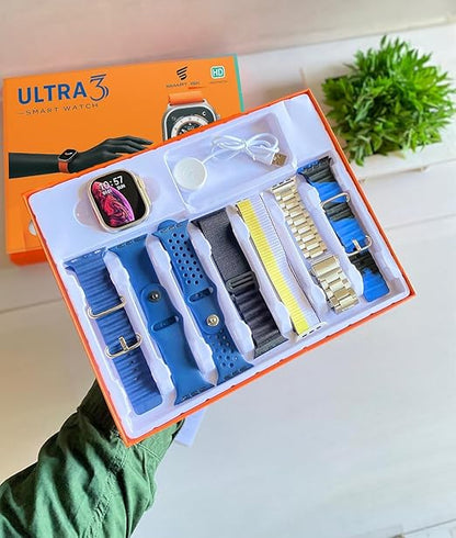 Ultra 3 Smart Watch (7-in-1 Strap Set) – 2.01" HD Bluetooth Calling Fitness Smartwatch