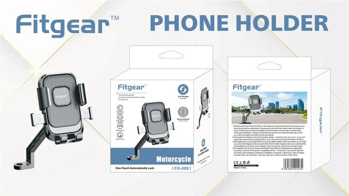Fitgear F-089 Super Stable & Full Protection Adjustable Universal Cell Phone Holder Bike Mobile Holder  (Black)