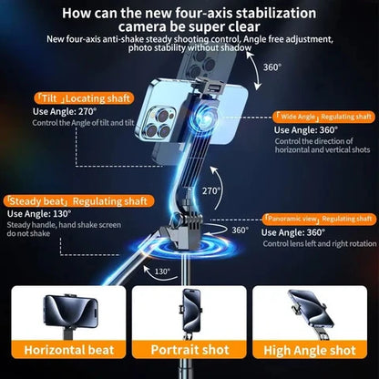 ROCKER TRIPOD 3-in-1 Design: Selfie Stick + Tripod + Remote  Adjustable Holder: Fits most smartphones securely  Bluetooth Remote Control: Shoot photos &amp; videos wirelessly