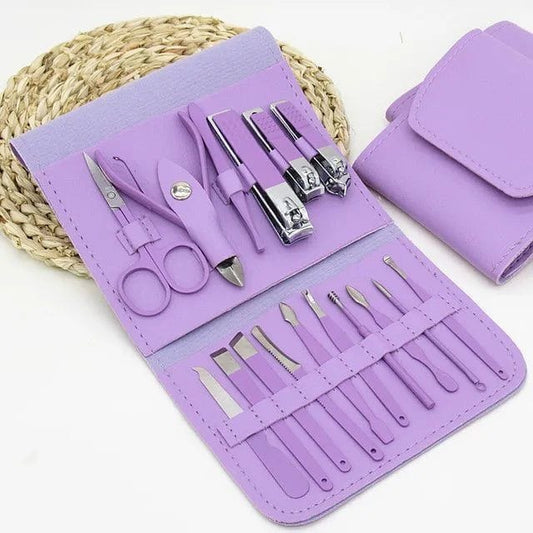 Stainless Steel Manicure & Pedicure Kit – 16-Piece Nail Grooming Set with Clippers, Cuticle Trimmer & Travel Case – Professional Nail Care for Men & Women (Multi-Colour) (16 IN 1 MENICURE KIT)
