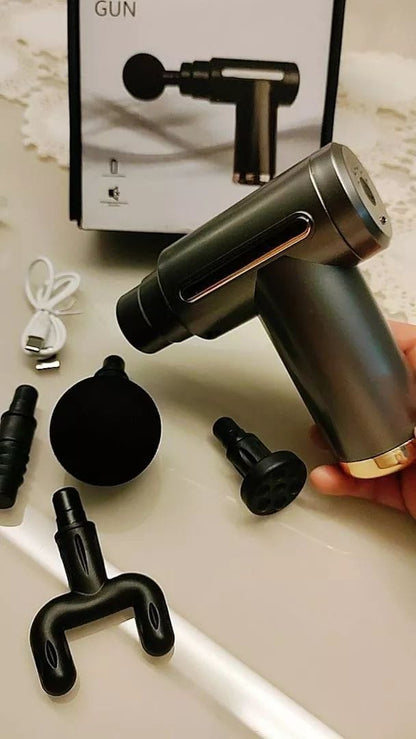 Rechargeable Handheld Percussion Massage Gun Machine For Deep Tissue Muscle Massage Body Relaxation Pain Relief Muscle Relaxation For Men And Women, Black and Green