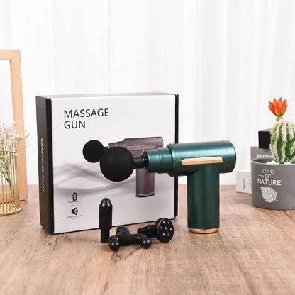 Rechargeable Handheld Percussion Massage Gun Machine For Deep Tissue Muscle Massage Body Relaxation Pain Relief Muscle Relaxation For Men And Women, Black and Green