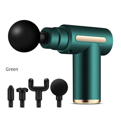 Rechargeable Handheld Percussion Massage Gun Machine For Deep Tissue Muscle Massage Body Relaxation Pain Relief Muscle Relaxation For Men And Women, Black and Green