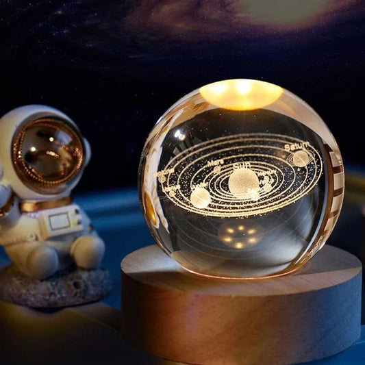 Crystal 3D Galaxy Ball |Night Light |Table Lamp |Dimmable Engraved LED Glass Ball |with USB and Wooden Base for Home Decor|Birthday Gift|Office|Gift & Kids Bedroom