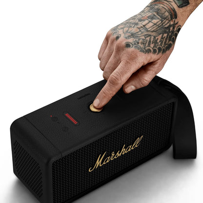 Marshall Middleton Portable Bluetooth Speaker with 20+ Hours of Portable Playtime, 360° Sound, Dust & Waterproof (IP67) - Black