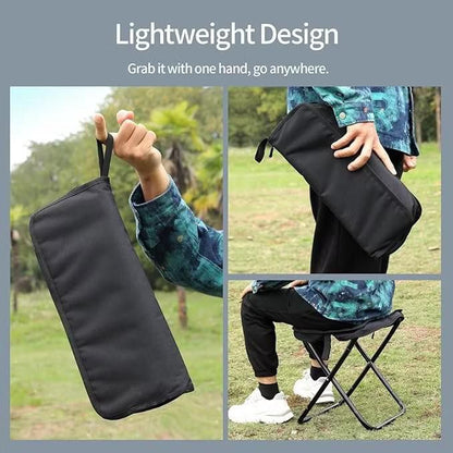 Folding Stool, Mini Outdoor Camping Stool, Portable Small Foldable Lightweight Hunting Seat with Zippered Carrying Bag, Folding Slacker Chairs for Fishing Travelling Picnics