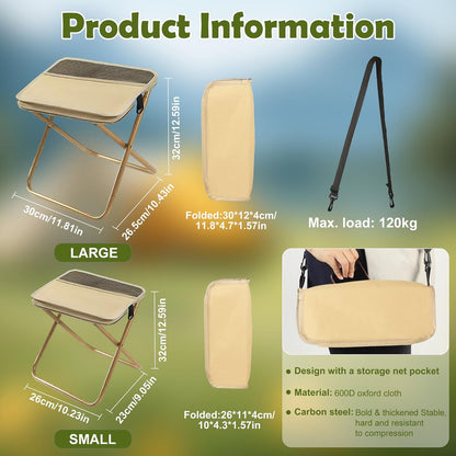 Folding Stool, Mini Outdoor Camping Stool, Portable Small Foldable Lightweight Hunting Seat with Zippered Carrying Bag, Folding Slacker Chairs for Fishing Travelling Picnics