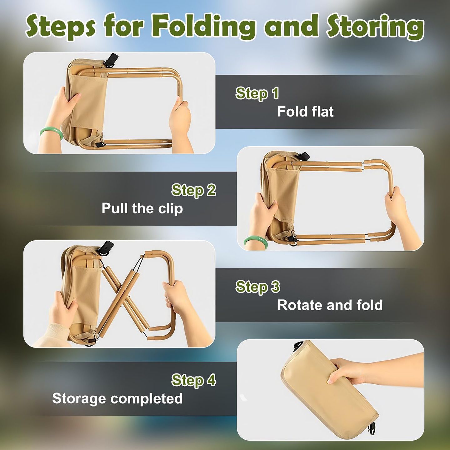 Folding Stool, Mini Outdoor Camping Stool, Portable Small Foldable Lightweight Hunting Seat with Zippered Carrying Bag, Folding Slacker Chairs for Fishing Travelling Picnics